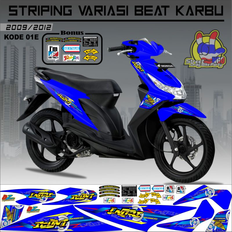 Striping Beat Karbu 2008 2009 2010 2011 2012 Variasi Sticker Stiker Skotlet Lis Motor Lis Body