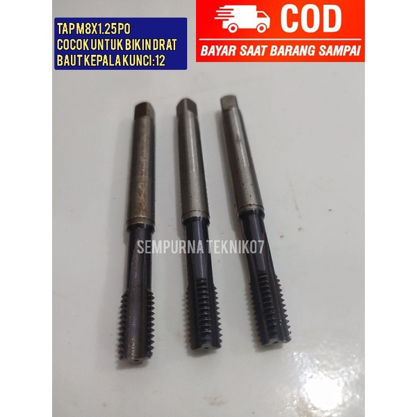 handtap tap m8x1.25 po pembuat drat ulang kepala baut 12 pembuat drat