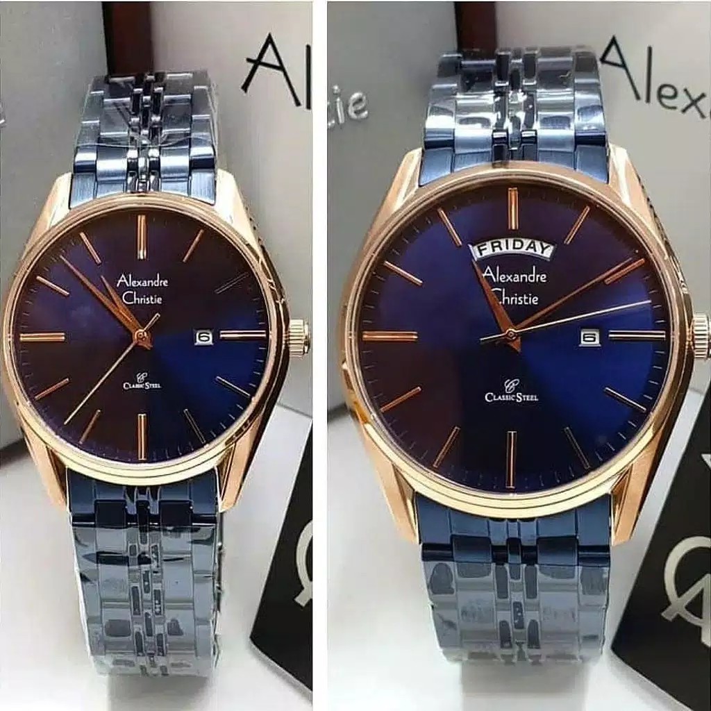 Alexandre christie original ac8588 blue rosegold couple