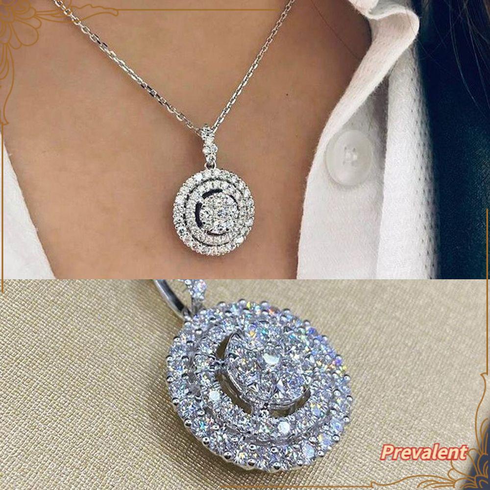 Kalung Rantai Wanita Liontin Cubic Zirconia Elegan Warna Silver Untuk Pesta Pernikahan