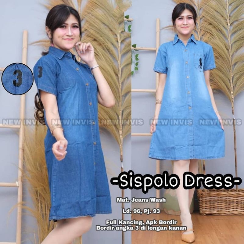 Dress Midi Jeans Wanita Terbaru | Dress Denim Wanita Kekinian