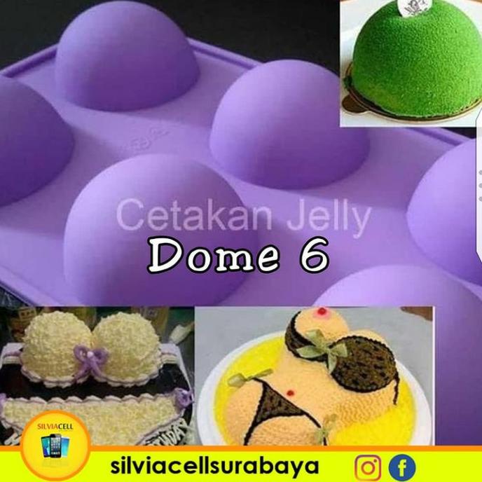 Ready stock] Cetakan silikon setengah lingkaran 6 lubang / Dome Silicone mold
