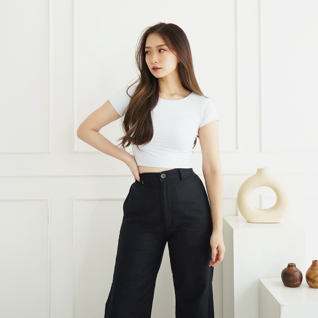 Korean Crop Top Kaos Pendek Crop Tee Baju Atasan Wanita 003