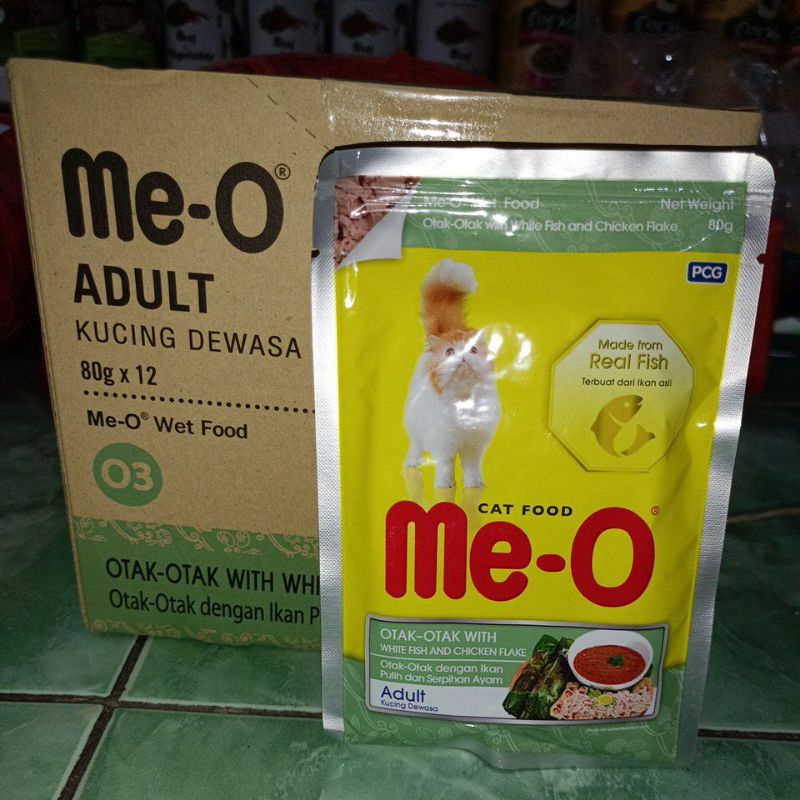 Meo pouch adult Otak-otak with white fish and chiken flake 80g/ new meo saset