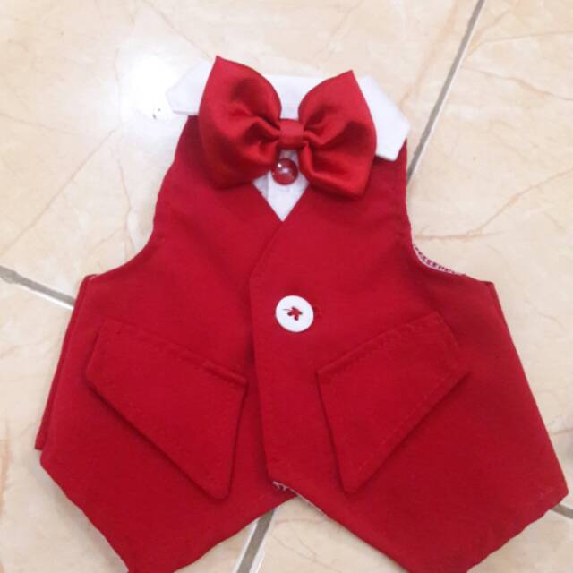 Tuxedo merah untuk kucing / baju kucing tuxedo / baju pesta kucing anjing / baju anjing