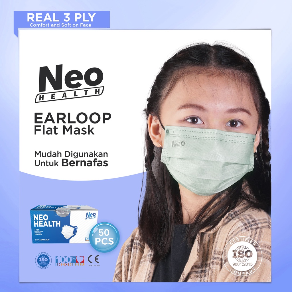 Neo Mask 50’s 3ply Earloop AKL Masker Medis Neo Earloop 3 Ply 1 Box Isi 50 Pcs Termurah