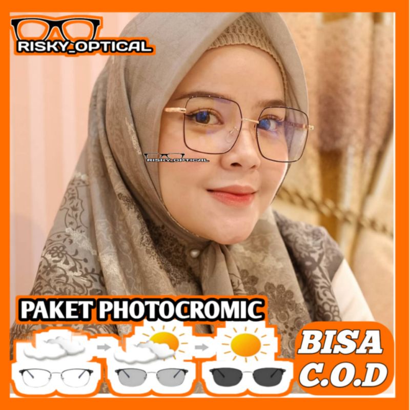 Kacamata kotak wanita kekinian ll kacamata minus/plus l frame+photocromic