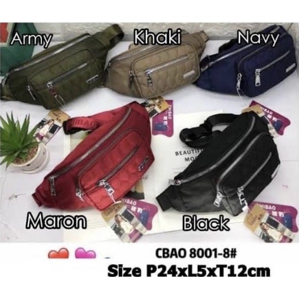 Tas Wanita Import Pinggang Selempang Waistbag Waist Bag CHIBAO Mini CB8001 8001 CB0001 0001 Bordir B