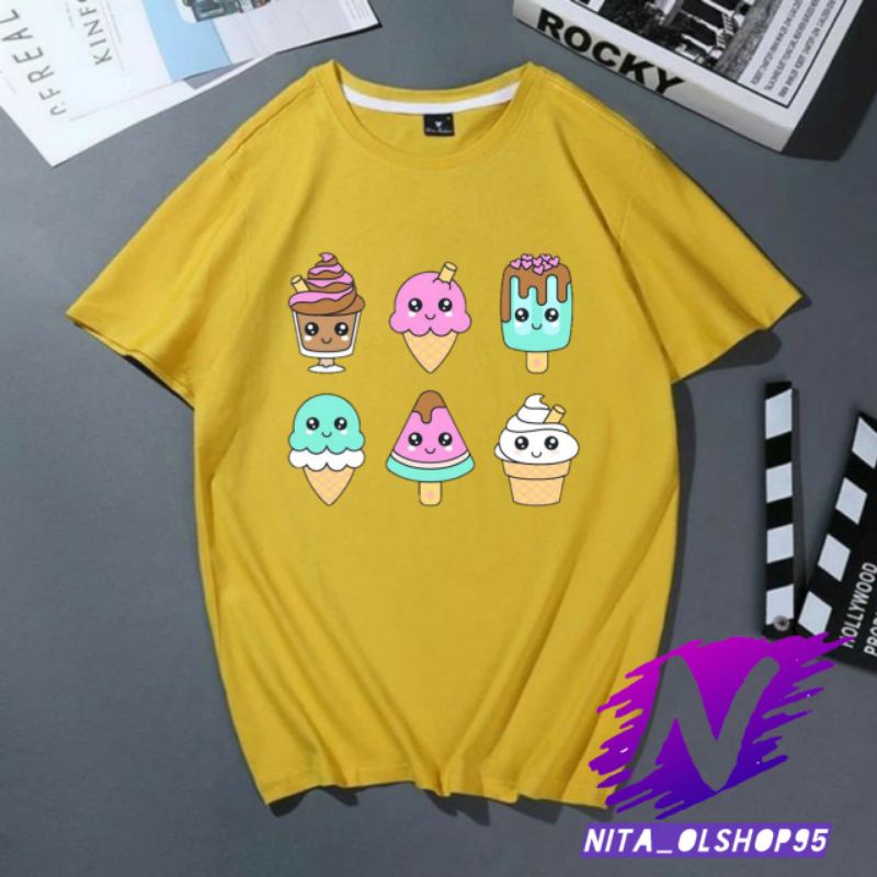 kaos ice cream baju kaos anak ice cream animasi kartun