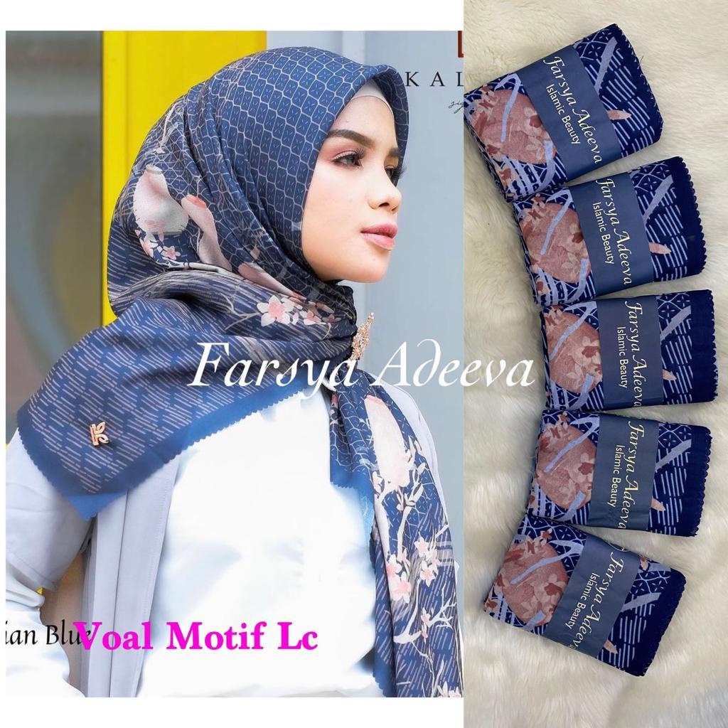 SEGI EMPAT MOTIF TERBARU HIJAB SEGI EMPAT MOTIF DEENAY  LASERCUT  TERMURAH DAN TERLARIS NAYLA HIJA'B-FLOWER NAVY