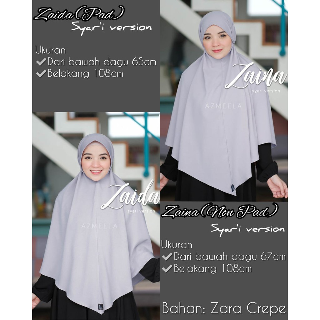 HIJAB ZAIDA ZAINA SIZE SYARI BY AZMEELA - MOIKA