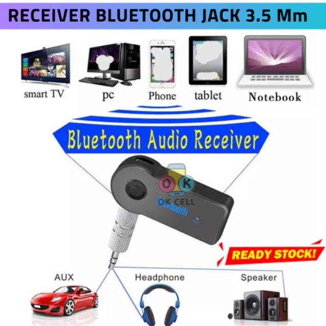 ORIGINAL-Receiver Bluetooth Audio Player Music Aux Mobil Wireless Jack 3.5 Mm Sambungan Audio Musik