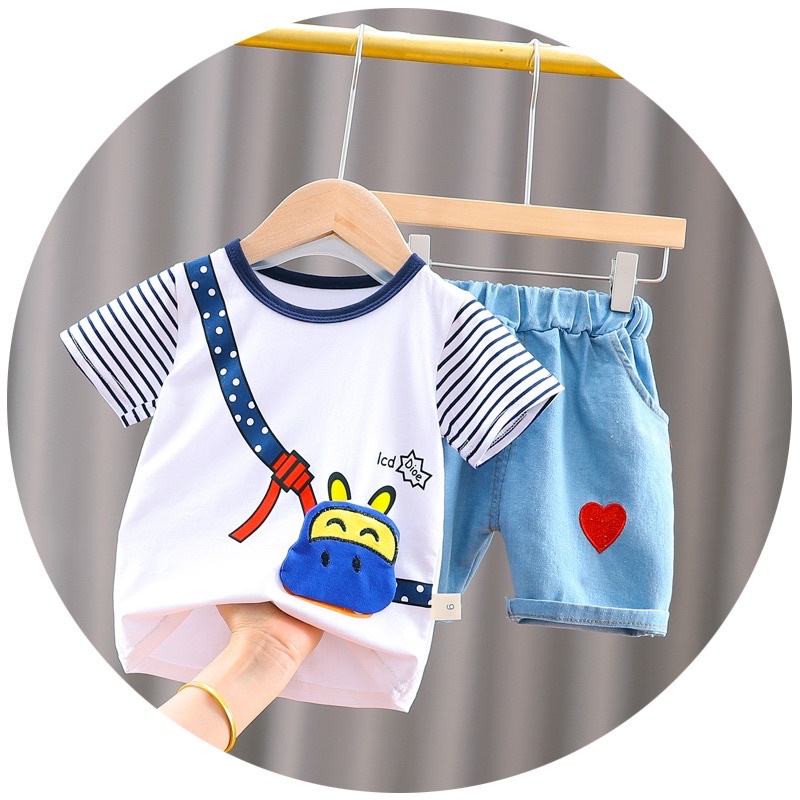 Baju kaos set setelan anak laki laki bayi balita import bahan bagus