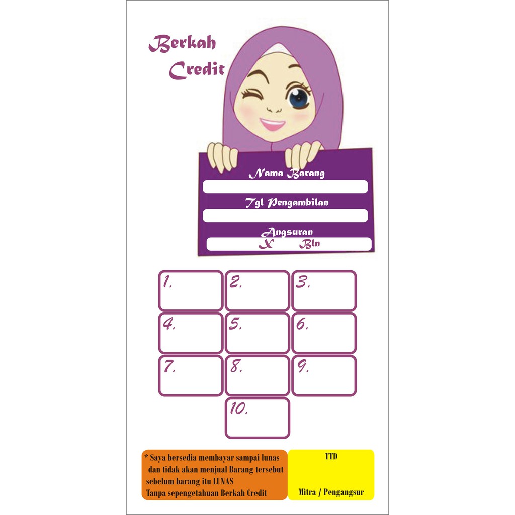 

Kartu Angsuran Kustom/Custom