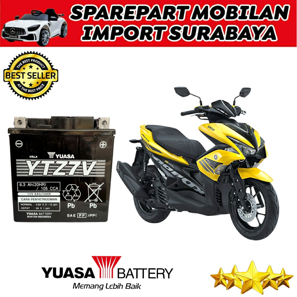 YUASA YTZ7V ACCU KERING YAMAHA N MAX AEROX LEXI NMAX AKI MOTOR ORIGINAL PCX GTZ7V MOTOBATT GS ASTRA