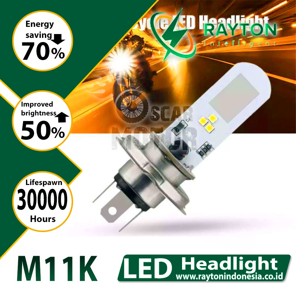 LAMPU DEPAN RTD M11K H4 LAMPU HEAD LAMP RAYTON LED M11K H4 ORIGINAL motor