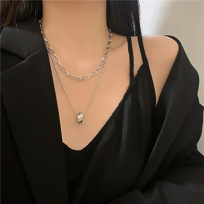 Kalung Rantai Model Double Layer Untuk Aksesoris