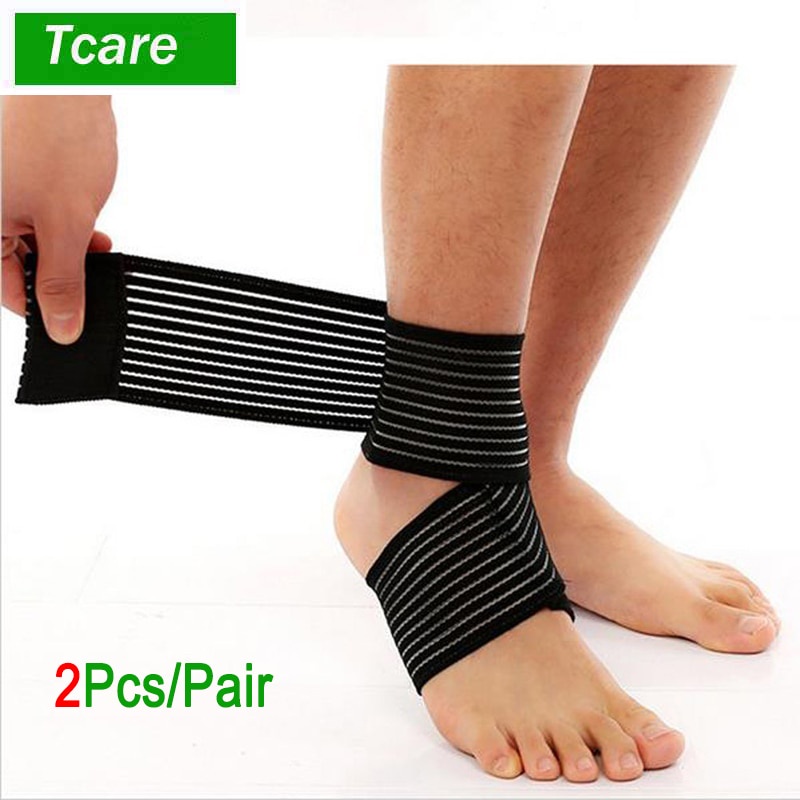 PREORDER Tcare 2Pcs Elastis Bernapas Membungkus Kaki Pendukung Kompresi Lutut Tangan Perban Tali