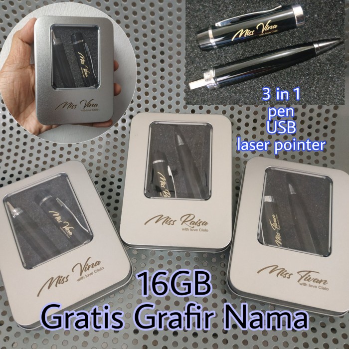 

pulpen dgn 3 fungsi pulpen usb laser pointer gratis grafir nama promo