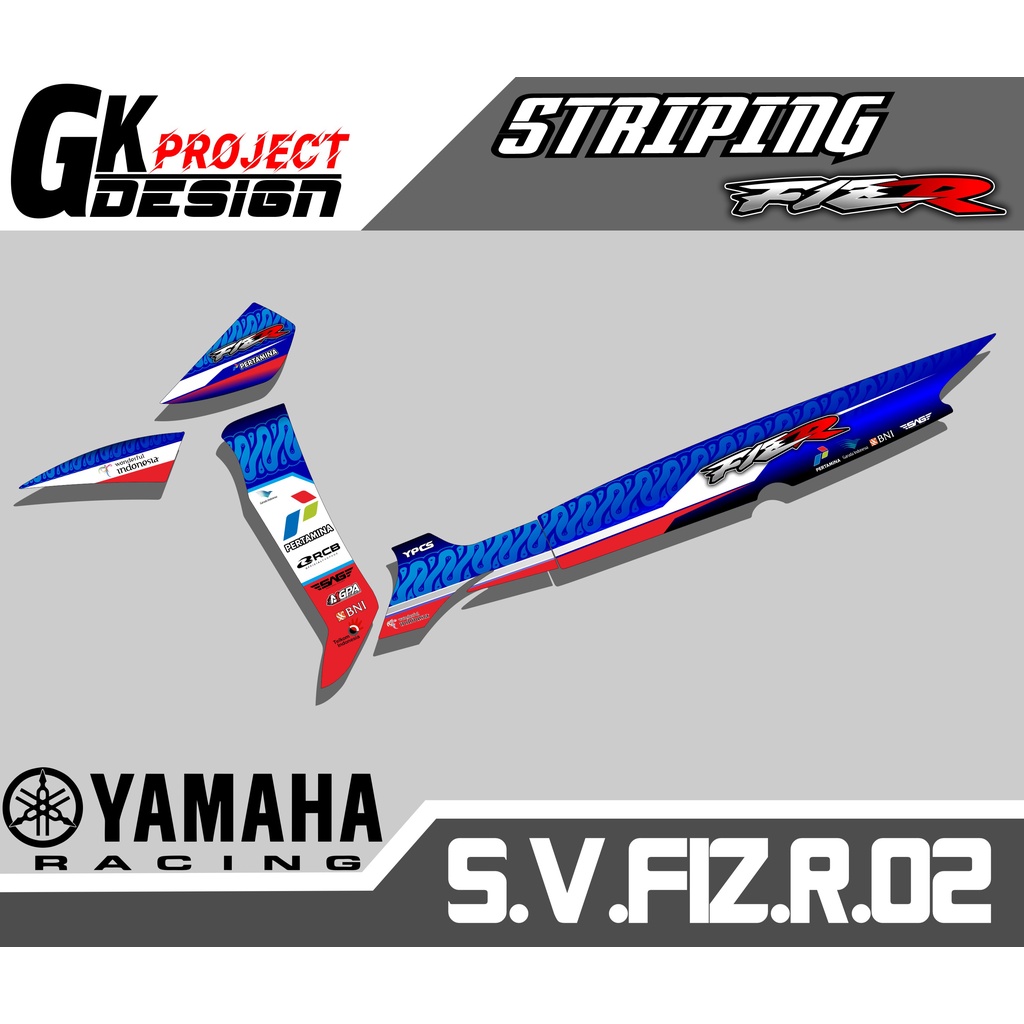 Striping Fiz R - Stiker Sticker Striping Variasi Lis Yamaha Fiz R MANDALIKA 02
