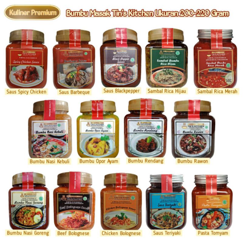

Bumbu Masak Instan Tins Kitchen Unyu 200-220 gr Nasi goreng Rica Merah Barbeque Teriyaki Blackpepper Spicy Chicken dll