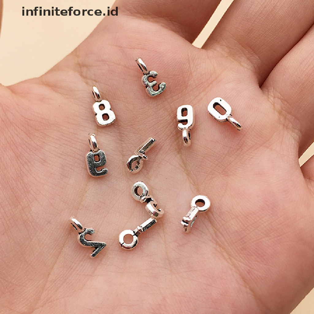 10pcs / Set Liontin Angka Arab Bahan Alloy Untuk Perhiasan Diy