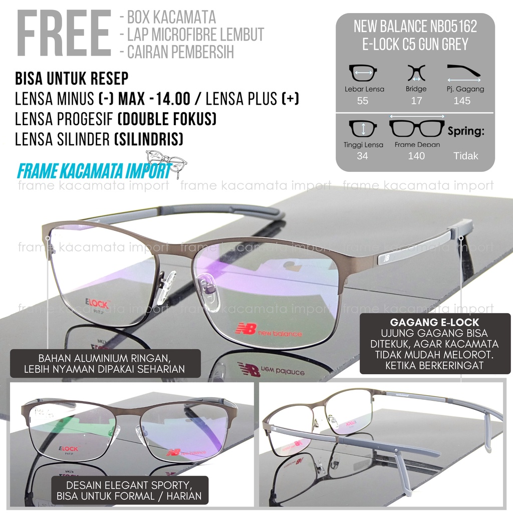 Frame Kacamata Minus Sporty Pria Lensa Lebar