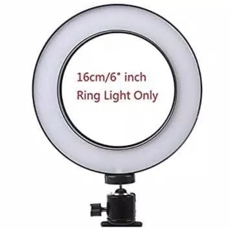 Paket Ring Light LED 16cm + Tripod Besi - Lampu Makeup / Vlog / Selfie