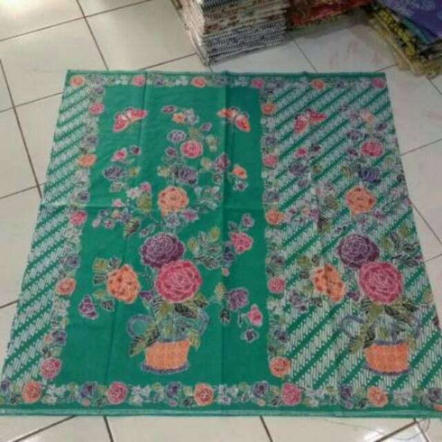 Encim Batik Wanita Bahan katun Batik Cap Warna Hijau Tosca