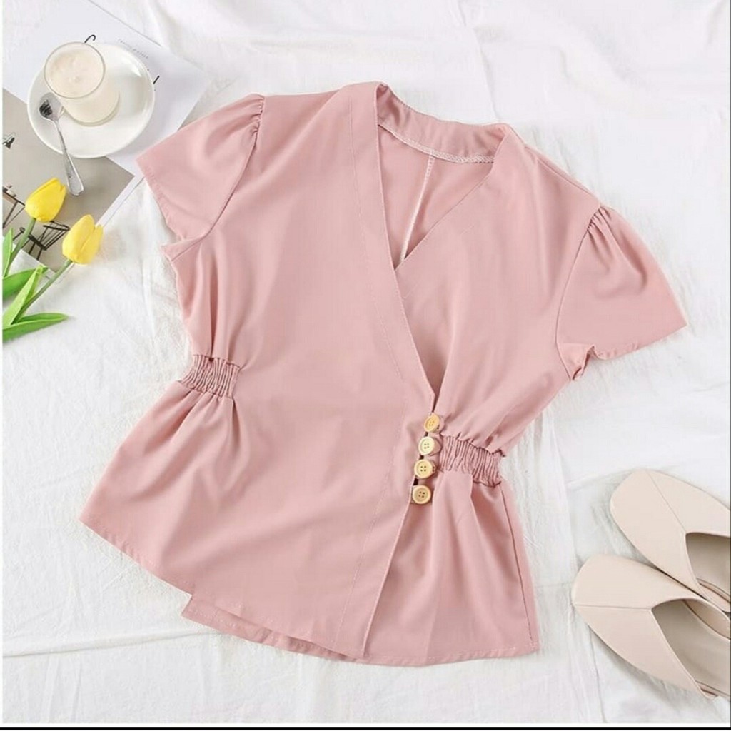 FWG - BLOUSE MALINE /  BLOUSE OLIVE / BLOUSE KOREA STYLE / BLOUSE WANITA / ATASAN MURAH / ATASAN WANITA