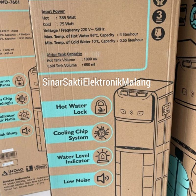 Dispenser Cosmos Galon Bawah CWD 7601 CWD7601 Panas Dingin Normal Garansi Resmi
