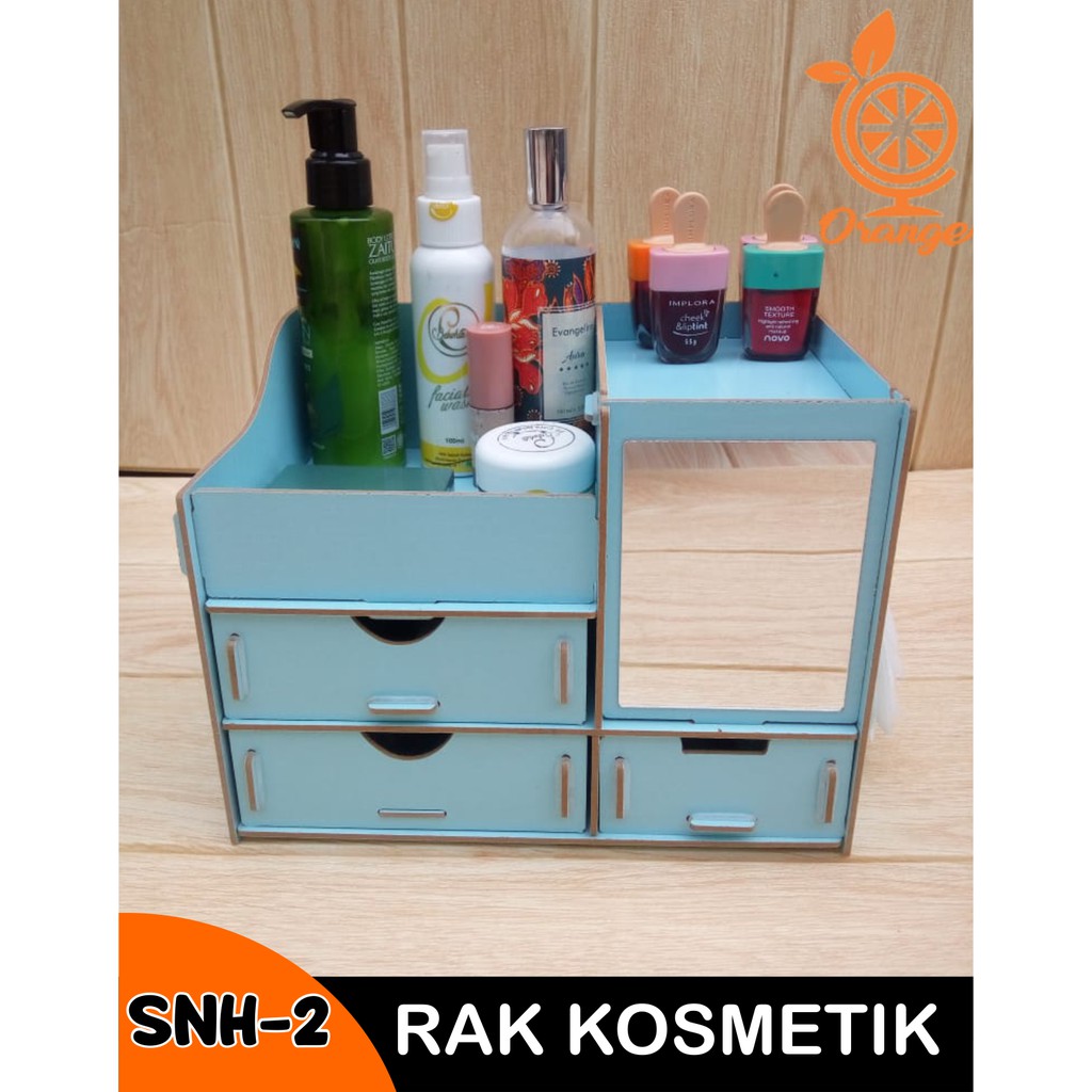 Rak Kosmetik Kaca Rak Kosmetik mini Tempat make up Bahan Kayu Kotak Make Up Serbaguna - Worlhome