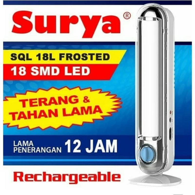 lampu emergency surya sql 18l frosted   lampu cas