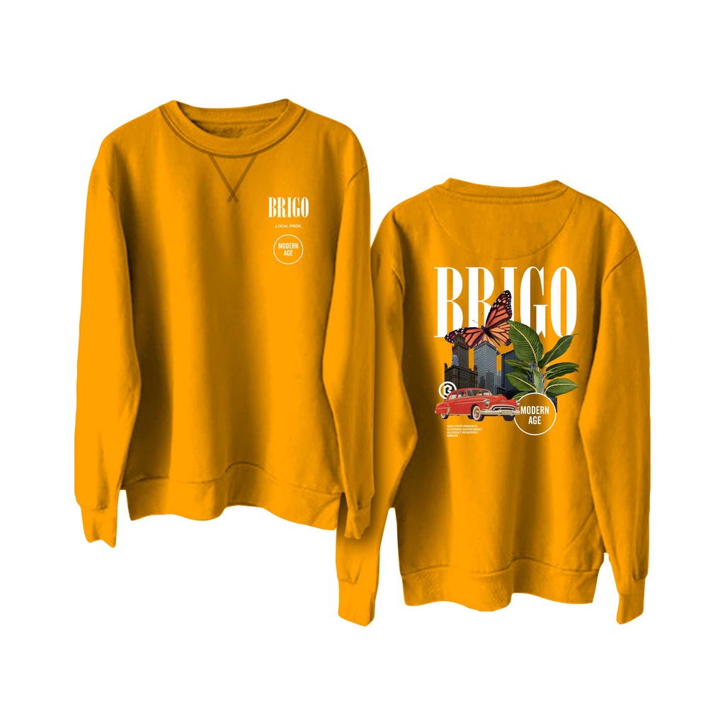 BRIGO Basic Sweatshirt  Modern age II Sweater Crewneck BRIGO Modern age  Sablon DTF Fleece Cotton M-XXL (Pria &amp; Wanita) Free stiker&amp;Gantungan Kunci