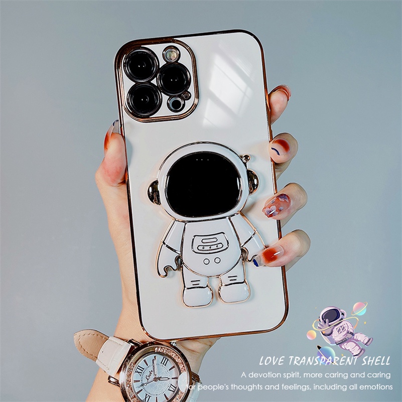 Soft Case TPU Motif Astronot Untuk Samsung A12 A72 A52 A52s A71 A51 A50 A50s A30s A20 A30 M12 S20 S21 FE S22 Ultra Plus Astronaut Electroplate Phone Case Soft TPU Silicone Case Shockproof Drop Resistance Protective Cover