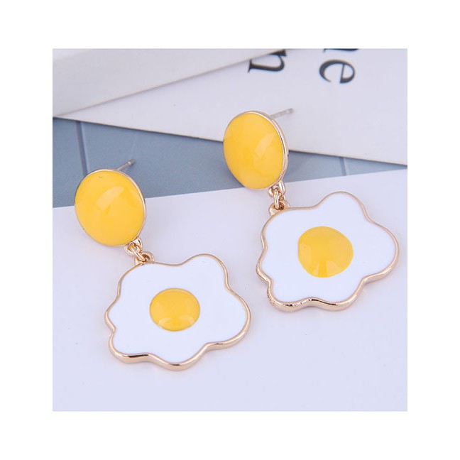 LRC Anting Tusuk Fashion Yellow Fried Egg Ear Studs A60205