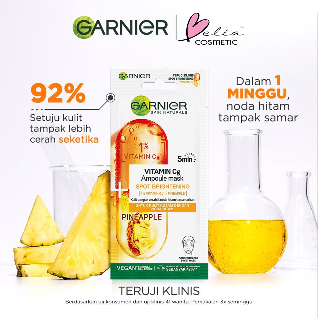 ❤ BELIA ❤ GARNIER 5min Ampoule Mask Hyaluron  | Vitamin Cg | Niacinamide | Sheet Mask | BPOM