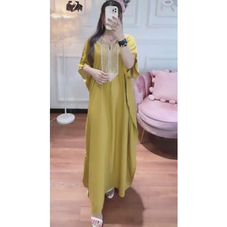 GAMIS KAFTAN TERBARU GAMIS RAYON TERLARIS GAMIS KAFTAN DRESS ARABIAN RENDA BELINDA KEKINIANGamis Kaftan Renda Arabian Jumbo Gamis Arabian kaftan