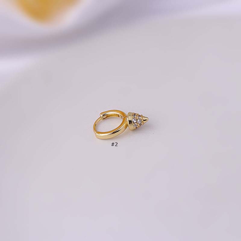 1pc Anting Bulat Bahan Tembaga Hias Zircon Ukuran 8-10mm Untuk Wanita 2022