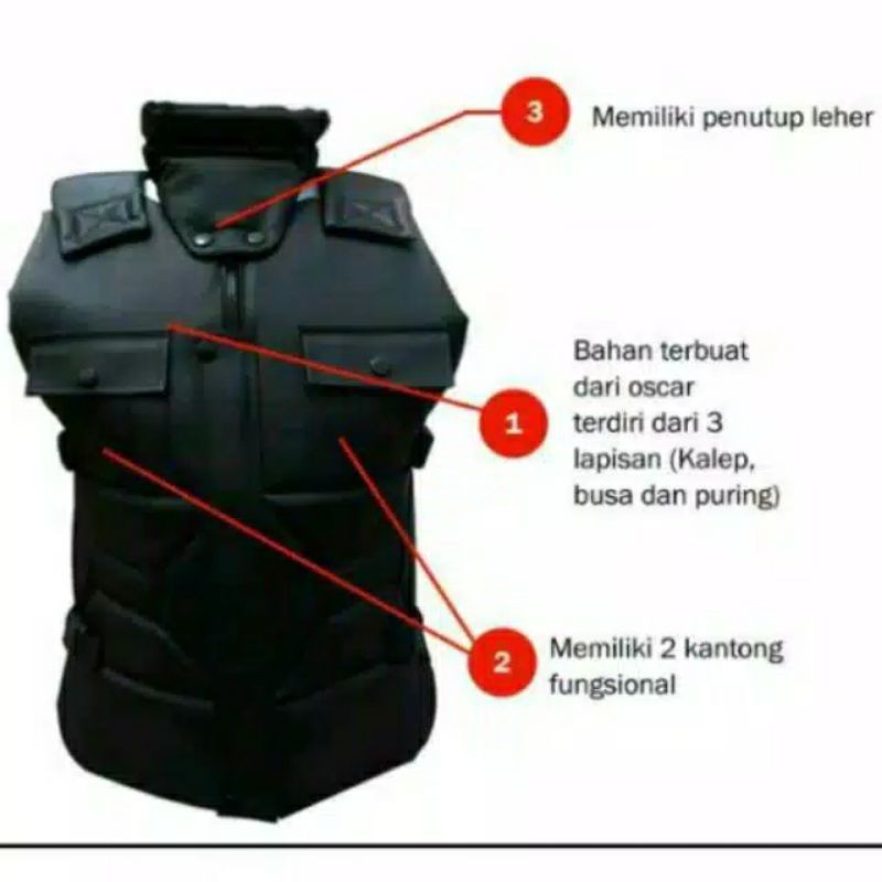 Rompi Motor Bikers Kerah Sakatsu RS60 | Sleting | Body Protector