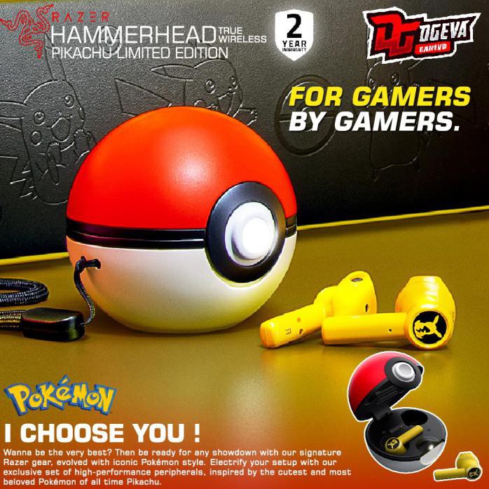 Razer Hammerhead True Wireless Tws Bluetooth Earbuds Pokemon Pikachu Termurah