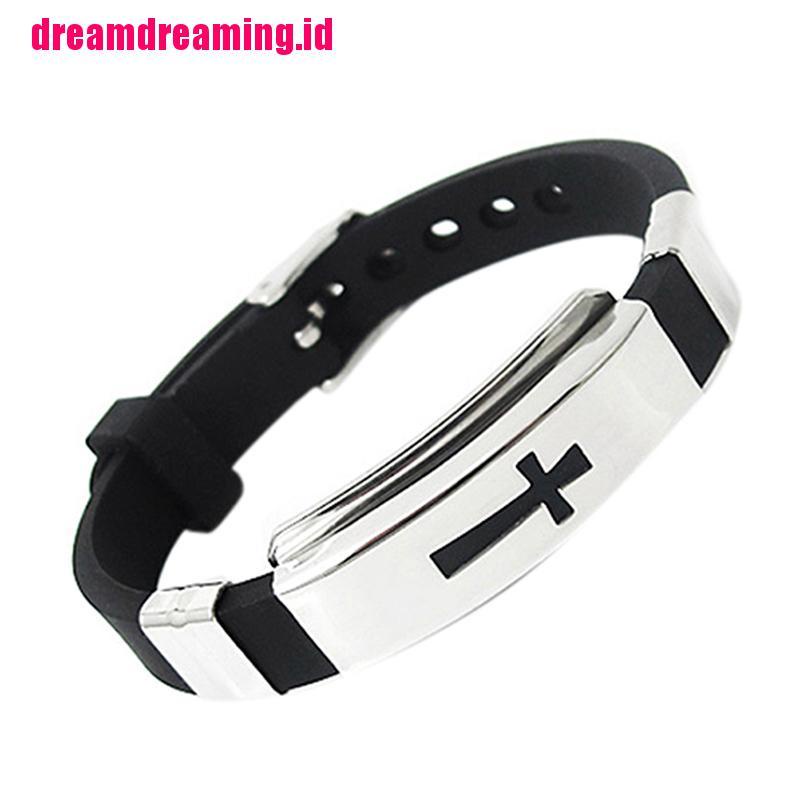 Gelang Bahan Stainless Steel Warna Hitam Untuk Pria