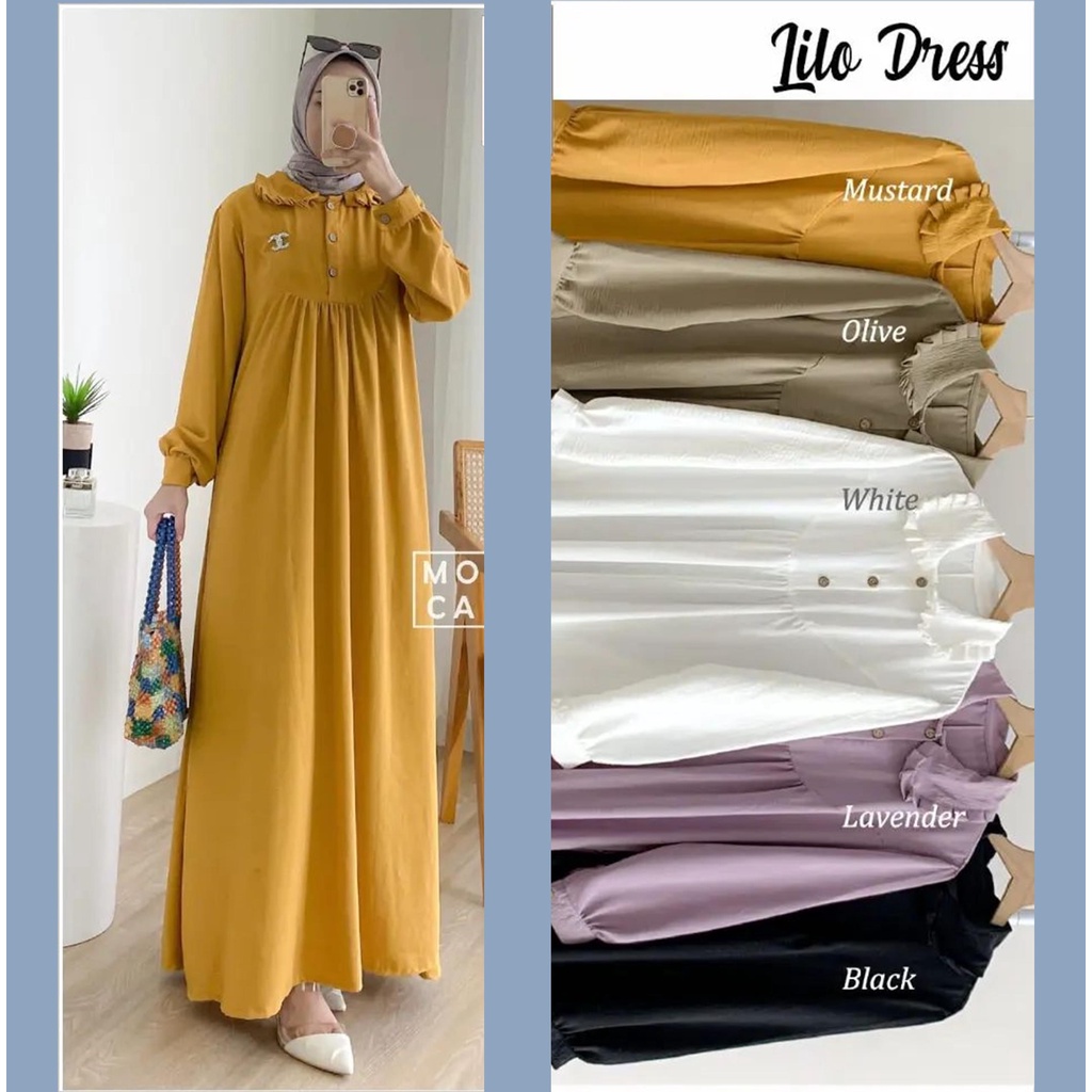 Lilo Dress Gamis Maxy Cringkle Airflow Busui Friendly