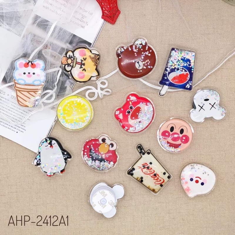 griptok pop socket akaesoris hp standee phone holder gelembung air glitter karakter bentuk large