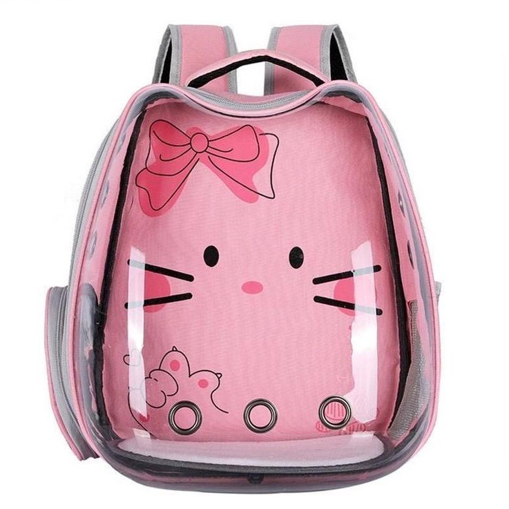 Tas Ransel Kucing Anjing Warna Pink Merah Muda Pet Carrier Transparan