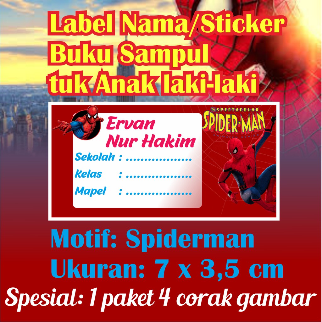 

Stiker Label Nama Mata Pelajaran "Spiderman" (7 x 3,5 cm = 50 lembar)