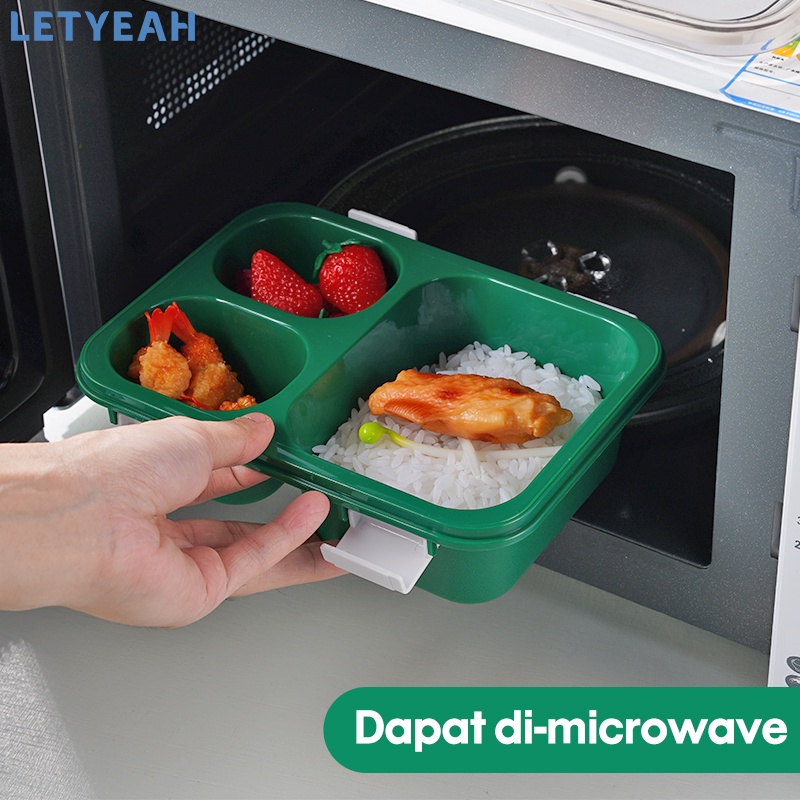 letyeah Lunch box anak /850ml kotak makan anti tumpah /tempat makan 3 grid /BPA free