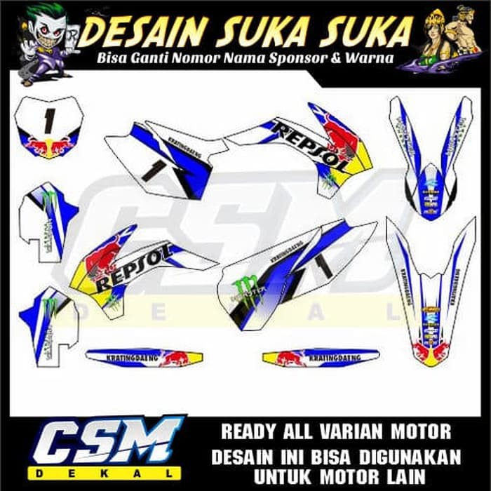 308 DEKAL DECAL MOTOR KTM 250 SIXDAY STIKER STICKER STRIPING BODY REDBULL BIRU