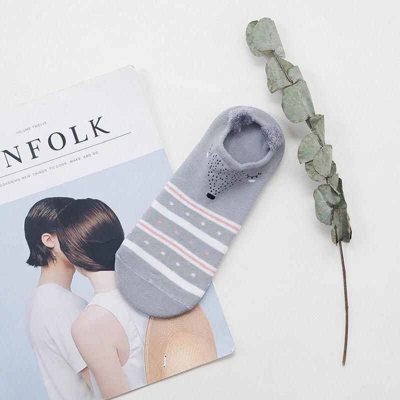 WS107  KAOS KAKI REMAJA SEMATA KAKI MOTIF KARAKTER ANIMAL ALA KOREA-GREY DEER