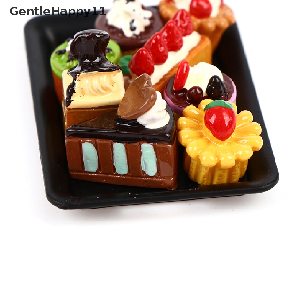 Gentlehappy Mainan Miniatur Kue 1 / 12 + 8 Cake Untuk Aksesoris Dapur Rumah Boneka